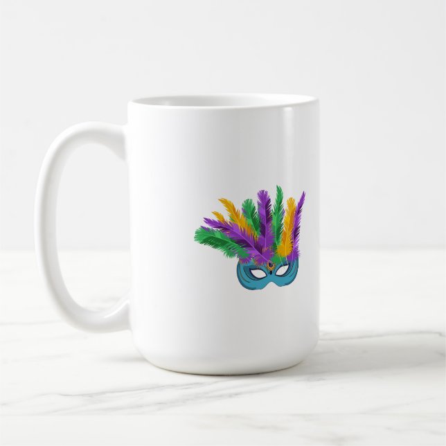Louisiana Mardi Gras Holiday Feathered Mask Kaffeetasse (Links)