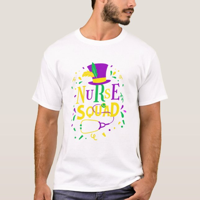 Louisiana Mardi Gras Nurse Squad T-Shirt (Vorderseite)