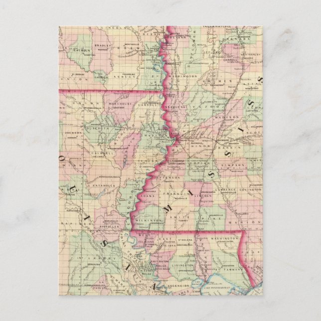 Louisiana, Mississippi Postkarte (Vorderseite)