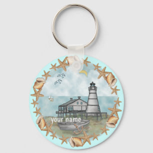 Louisiana Muscheln Leuchtturm Schlüsselanhänger