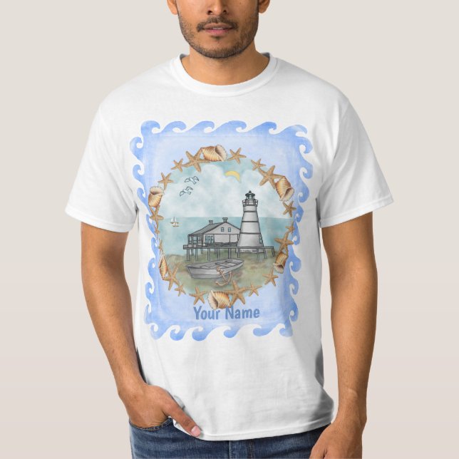Louisiana Muscheln Lighthouse T - Shirt (Vorderseite)