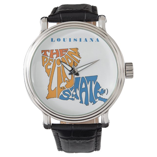 Louisiana Nickname Word Art Art Armbanduhr (Vorderseite)