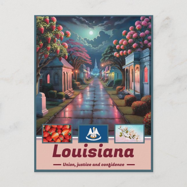 Louisiana Nightfall Surreal Postkarte (Vorderseite)