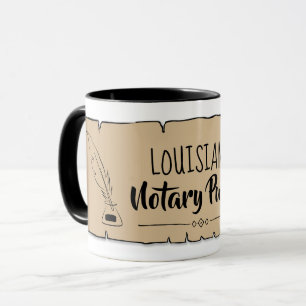 Louisiana Notary Public Scroll Feather Quill Tasse