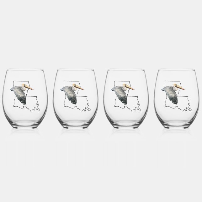 Louisiana Pelican Verre à vin sans pierre - 4 set (Recto)