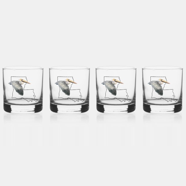 Louisiana Pelican Whiskey Glass - 4 Set Whiskyglas (Vorderseite)