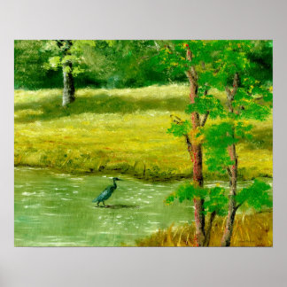 Louisiana Pond und Blue Heron Poster