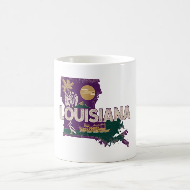 Louisiana Retro Staat Silhouette Kaffeetasse (Mittel)