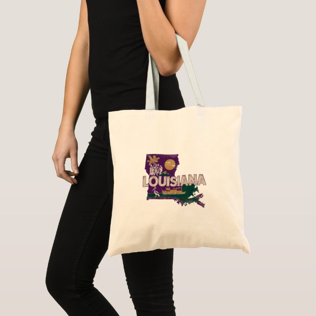 Louisiana Retro Staat Silhouette Tragetasche (Vorderseite (Produkt))