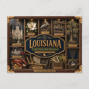 Louisiana Shadow Box 3D Figurine Staat Postkarte