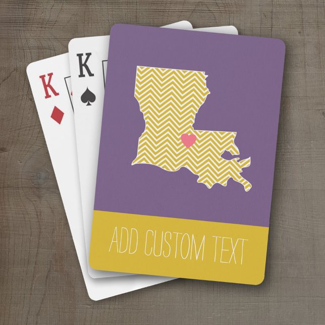 Louisiana Staat Karte mit benutzerdefiniertem Herz Spielkarten (Personalized Playing Cards with a State Map, Movable Heart and Name)