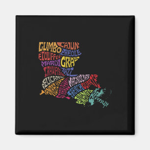 Louisiana Staat Karte T-Shirt Mardi Gras Creole Ca Magnet