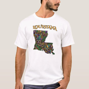 Louisiana Staat Kontur Tattoo Style T-Shirt