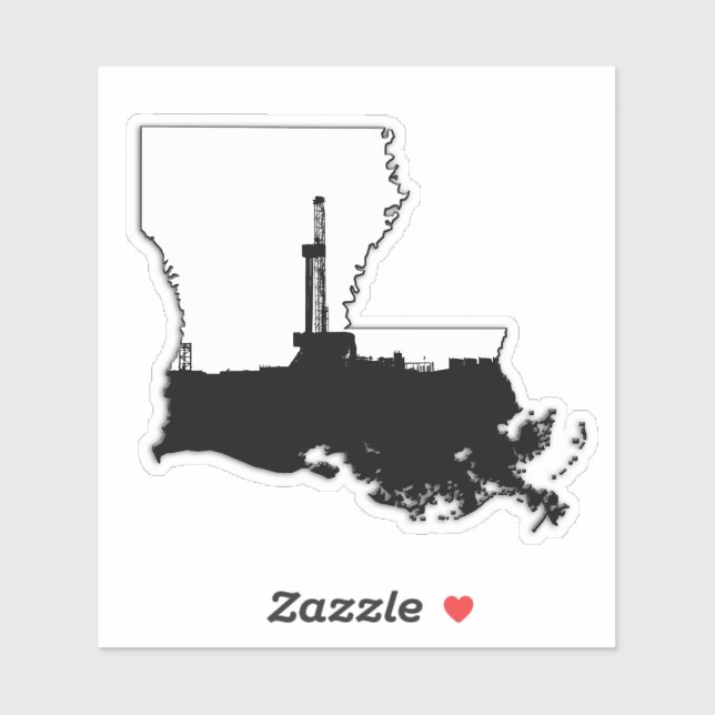 Louisiana Staat mit Ölbohrturm Cutout Aufkleber (Blatt)
