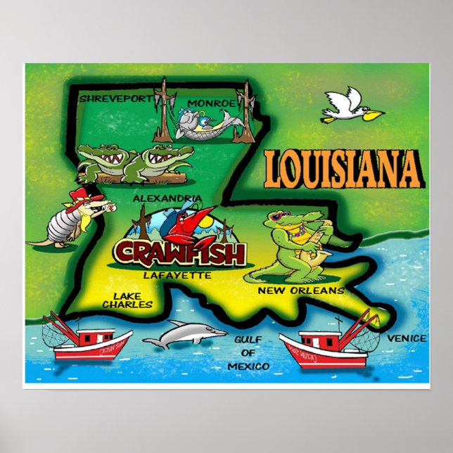 Louisiana Staat Poster (Vorne)