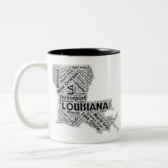 Louisiana-Staats-Wort-Wolke Zweifarbige Tasse (Links)