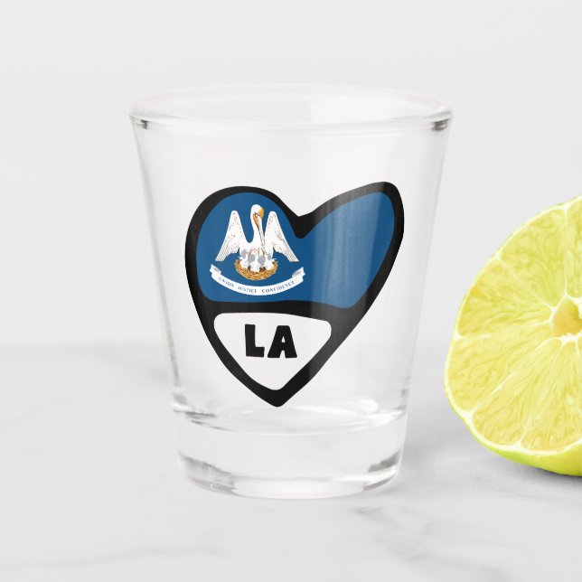 Louisiana Staatsflagge im Herzen von LA Shot Glass Schnapsglas (Vorderseite)