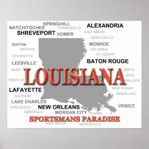 Louisiana-Staatsstolz-Karten-Silhouette Poster