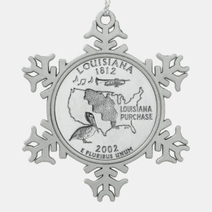 Louisiana-State-Vierteldollar Schneeflocken Zinn-Ornament