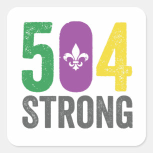 Louisiana Strong 504 NOLA Strong Mardi Gras Quadratischer Aufkleber