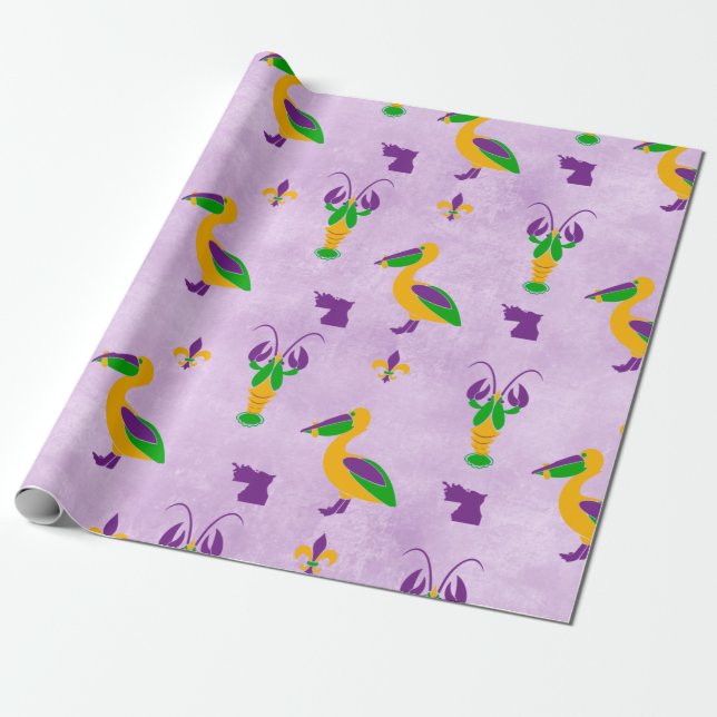 Louisiana Themed Mardi Gras Geschenkpapier (Ungerollt)