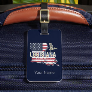 Louisiana United Staaten Retro Map Vintag USA Gepäckanhänger