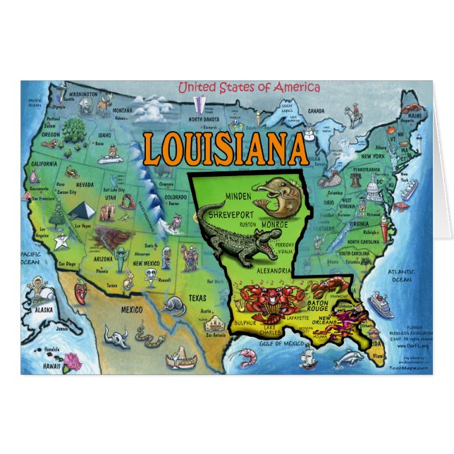 Louisiana USA Karte (Vorderseite (Horizontal))
