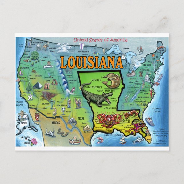 Louisiana USA Karte (Vorderseite)