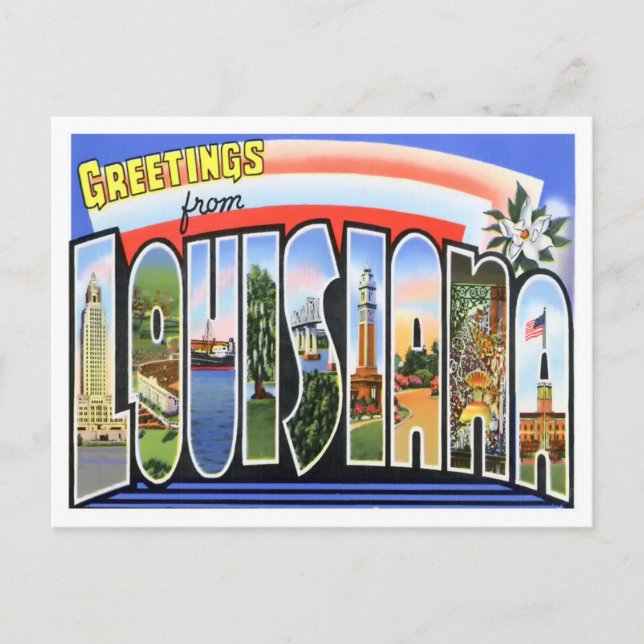 Louisiana Vintag Big Letters Postcard Postkarte (Vorderseite)