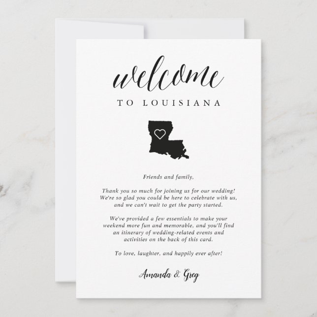 Louisiana Wedding Welcome Letter & Itinerary (Vorderseite)