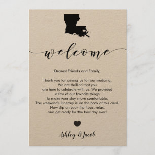Louisiana Wedding Welcome Letter & Itinerary Card Programm