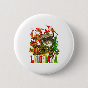 Louisiana Weihnachten Bayou Alligator Nikolaus Hut Button