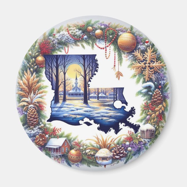 Louisiana Weihnachten Magnet (Vorne)