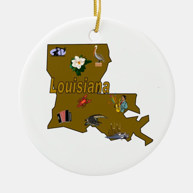 Louisiana-Weihnachtsbaum-Verzierung Keramikornament (Vorne)