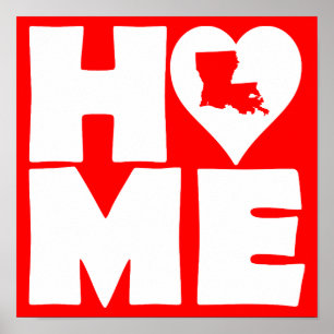 Louisiana Zuhause Herz Staat Poster Schild