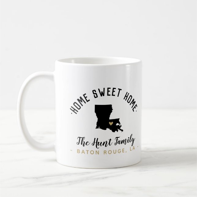 Louisiana Zuhause Sweet Zuhause Family Monogram Ta Kaffeetasse (Links)