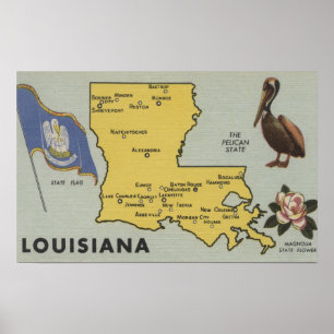 LouisianaDetaillierte Karte von StateLouisiana Poster
