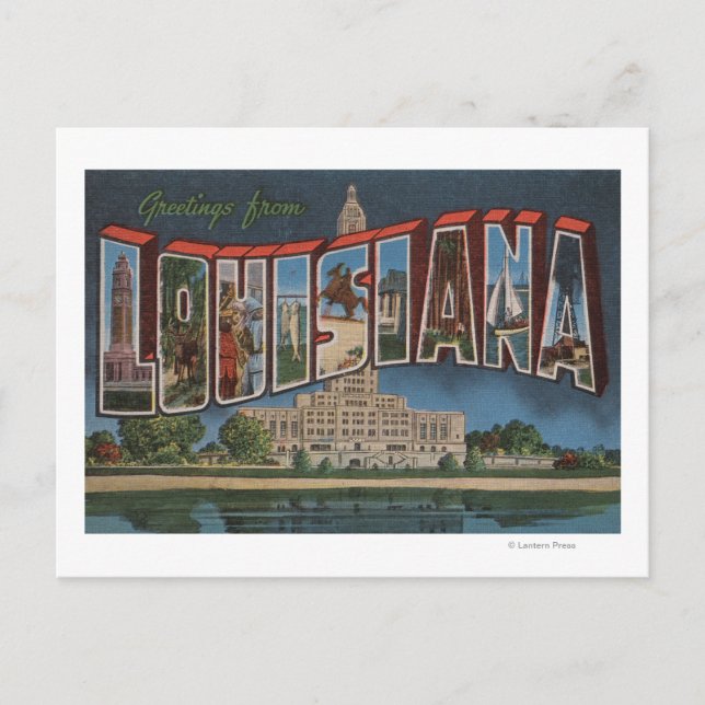 LouisianaGroße BuchstabenszenenLouisiana Postkarte (Vorderseite)