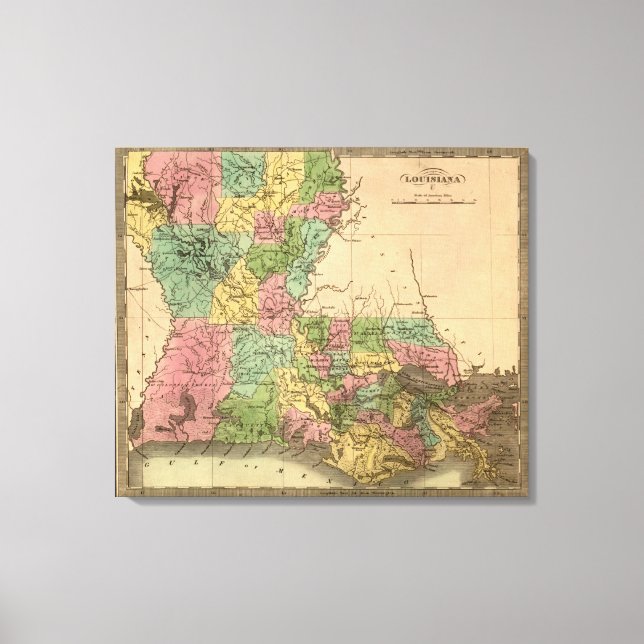 LouisianaPanoramakarte Louisiana Leinwanddruck (Vorderseite)