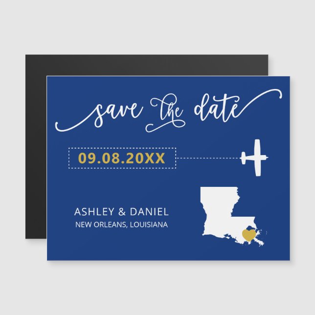 Louisiane Mariage Enregistrer la carte de la date, (Devant / Derrière)