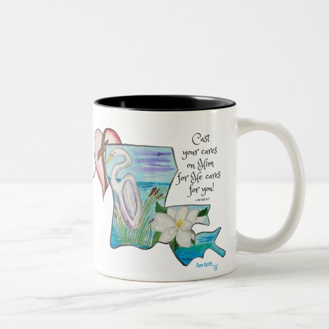 Louisischer Liebesvogel und Blume Zweifarbige Tasse (Rechts)