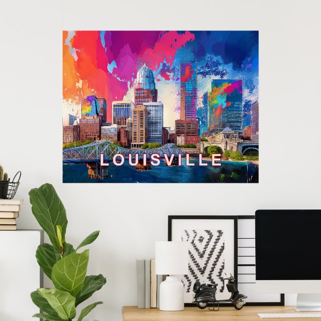Louisville Abstrakte Skyline Poster (Heimbüro)