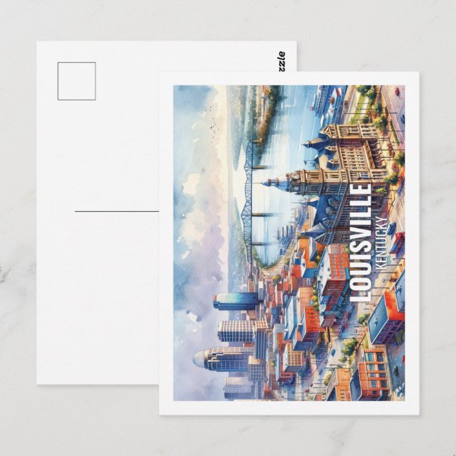 Louisville Kentucky Famous Travel Water Color Postkarte (Vorne/Hinten)