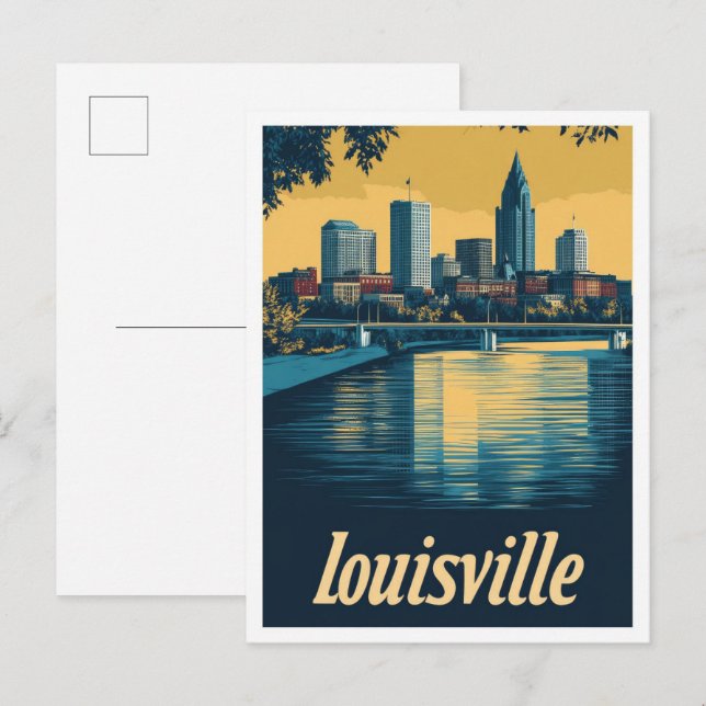 Louisville Kentucky Vintage Reise Illustration Postkarte (Vorne/Hinten)