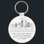 Louisville, KY Stylized Skyline | Benutzerdefinier Schlüsselanhänger<br><div class="desc">Eine einzigartige Schlüsselkette,  die die schöne Stadt Louisville,  KY,  repräsentiert. Dieser Schlüsselanhänger zeigt die einzigartige Skyline der Stadt mit ihrem Namen darunter. Unter dem Namen der Stadt finden Sie einen Platz für Ihren einzigartigen Slogan oder Ihre Aussage über Ihre Lieblingsstadt.</div>
