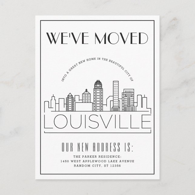 Louisville Modern Deko | Änderung der Anschrift Ankündigungspostkarte (Vorderseite)