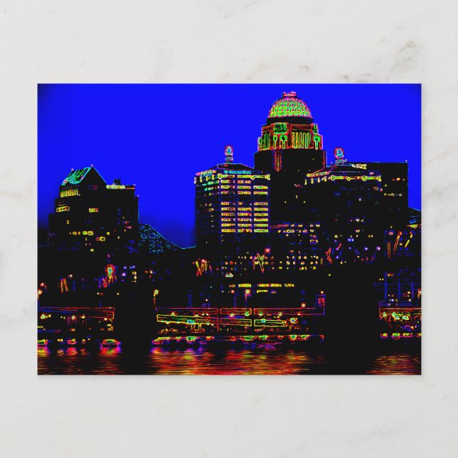 Louisville Neon Skyline Postcard Postkarte (Vorderseite)