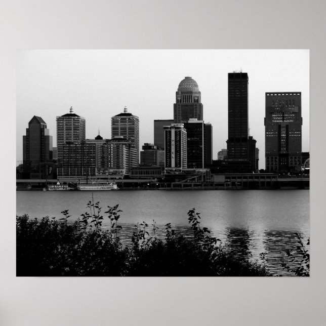 Louisville Skyline Black & White Print Poster (Vorne)