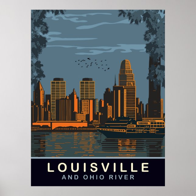 Louisville Skyline, Fluss Ohio, Reisen Poster (Vorne)