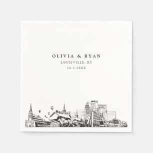 Louisville Skyline Wedding Paper Cocktail Napkin Serviette
